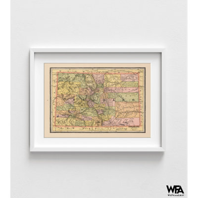 Vintage Colorado State Map Educational Wall Art Colored Geographical Map Poster Framed Study Office Retro Decoration USA America Map