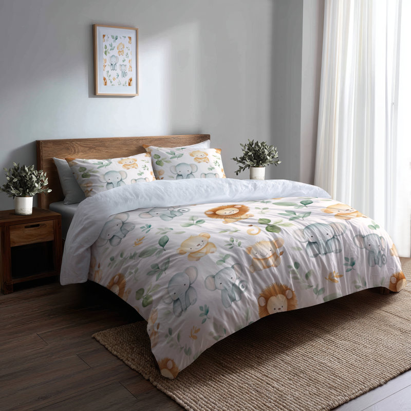 Ensemble d'édredon 6 pièces Kids Jungle Animals, Queen Comforter + 3 Additional Pieces