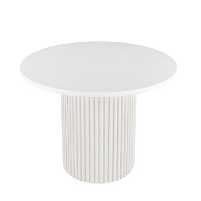 Rovena Round Mid-Century Modern Fluted Pedestal Base Dining Table