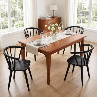 Burkes Solid Wood Arm Chair in Black