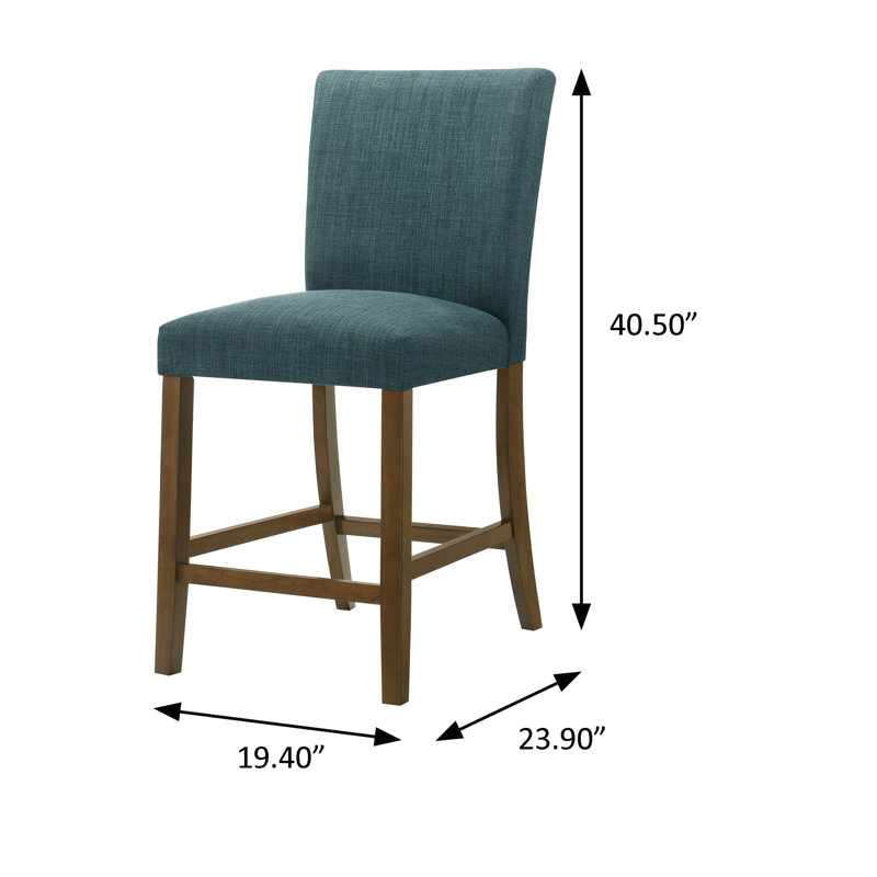 Chaise de comptoir non affectée l 19,4 po, bleu sarcelle / brun, Blue, Blue