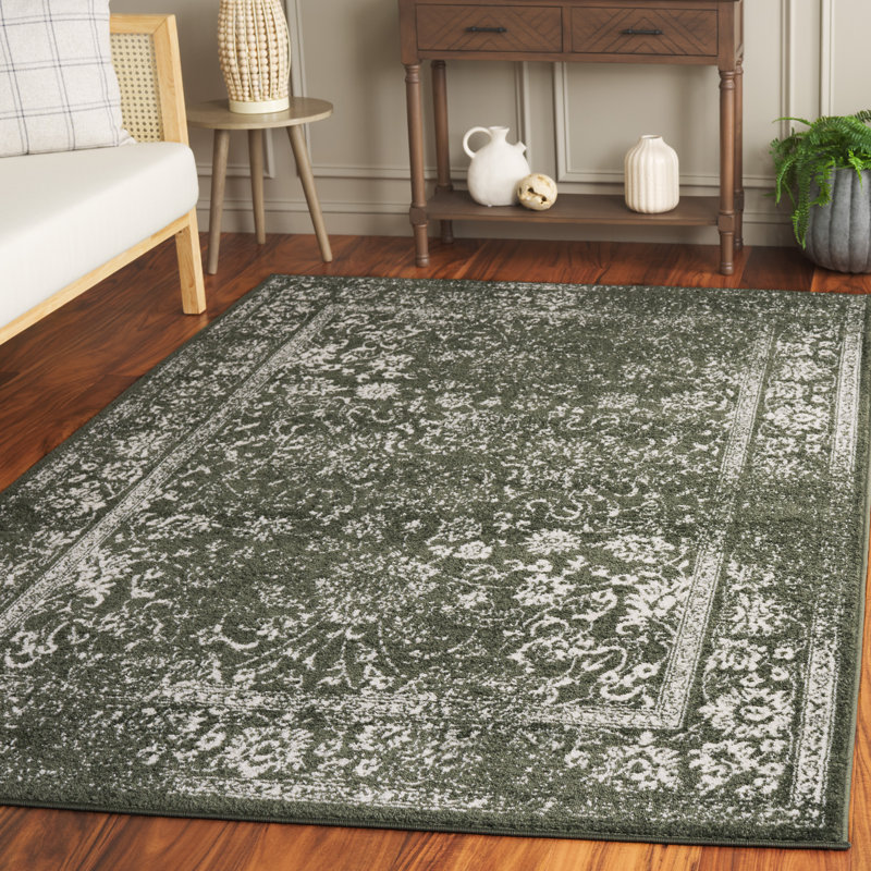 Stromsburg Floral Area Rug, Rectangle 183 x 274 cm, Dark Green/Ivory