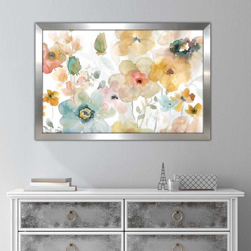 « mou spring i », reproduction de peinture à l’aquarelle encadrée, H 21,5 po x l 27,5 po x P 0,75 po