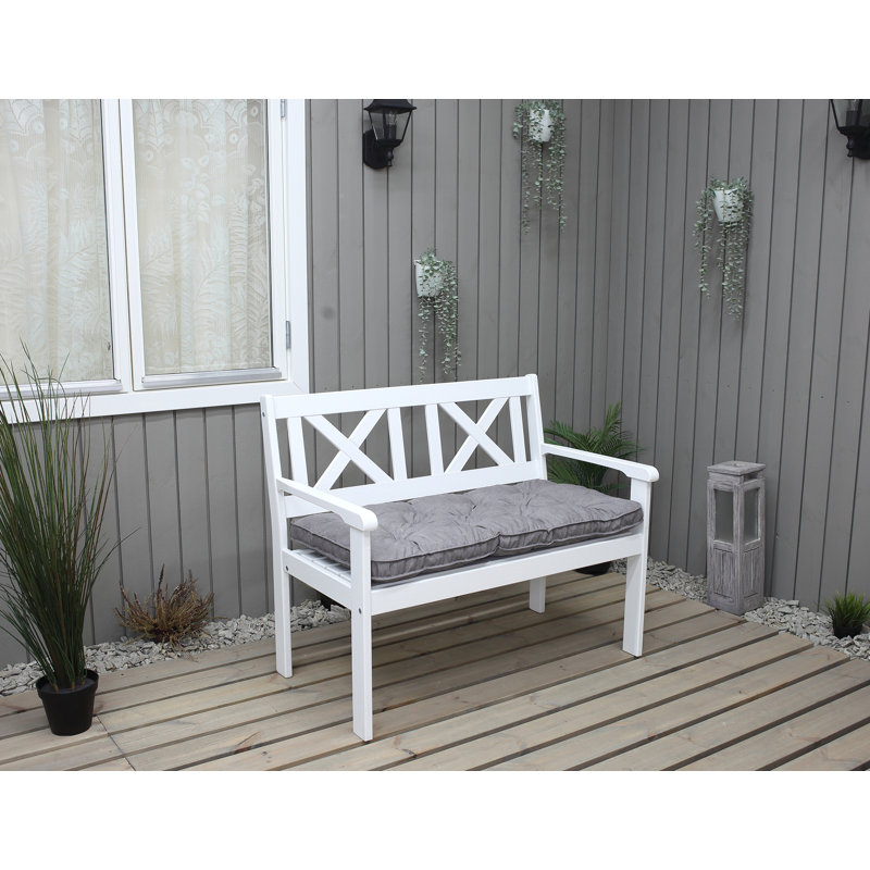 Sharadan Solid Wood Pine Outdoor Bench, 88cm H x 107cm W x 64cm D, White