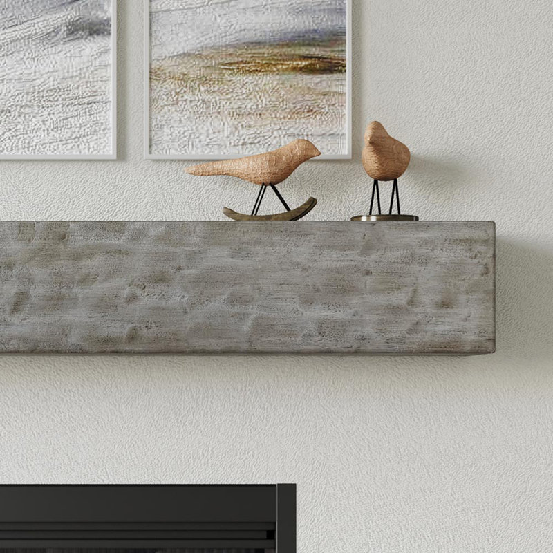Thermastone 72" Concrete Fireplace Mantel Shelf Chiseled Style – Non-Combustible, Heat-Resistant - for Indoor & Outdoor Fireplaces