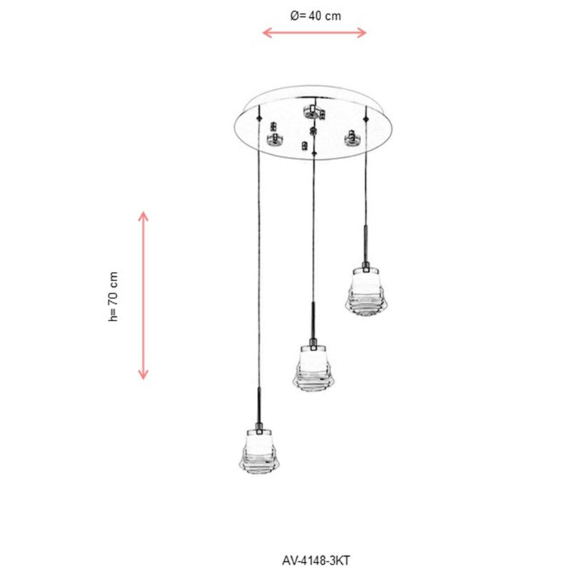 Luminaire suspendu 3 lumières DEL