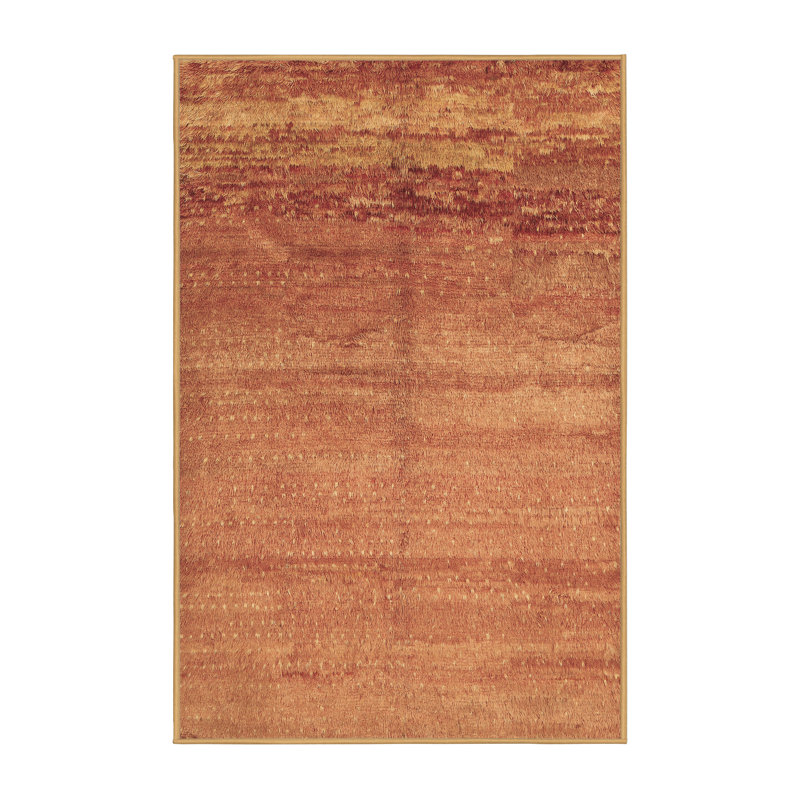 Tapis brun uni en laine et polyester tissé à la machine 7 pi x 10 pi