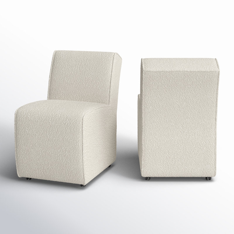 Chaise parsons rembourrée en lin Niana, Crème