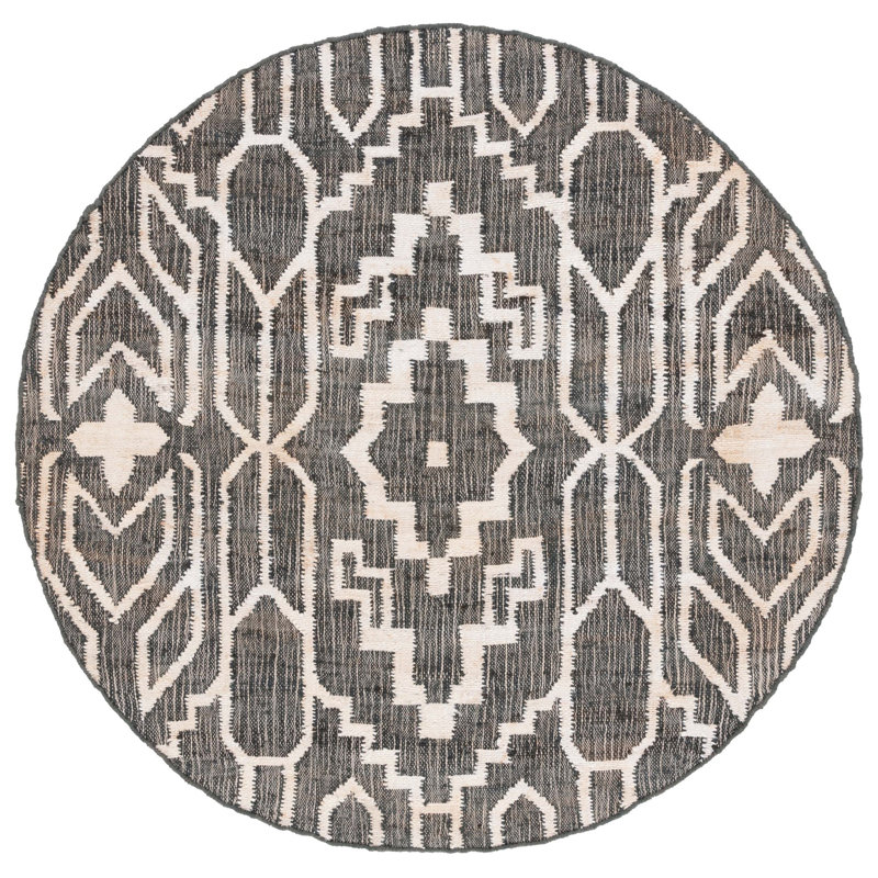 Natural Fiber Flat Weave Jute Southwestern Rug, Round 6'