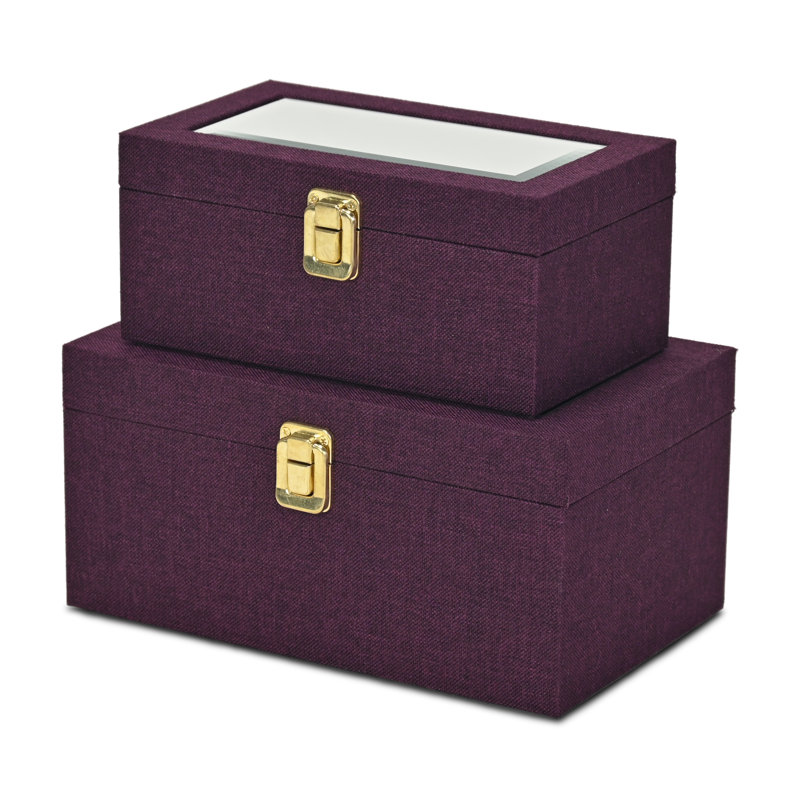 Ensemble de 2 boîtes décoratives Aiyanna, Mauve