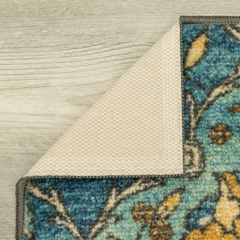 Tapis bleu lavable Sutton, Rectangle 5 pi x 7 pi