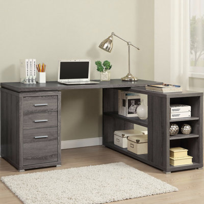 Tona Weathered Grey 3-Drawer L-Shape Desk