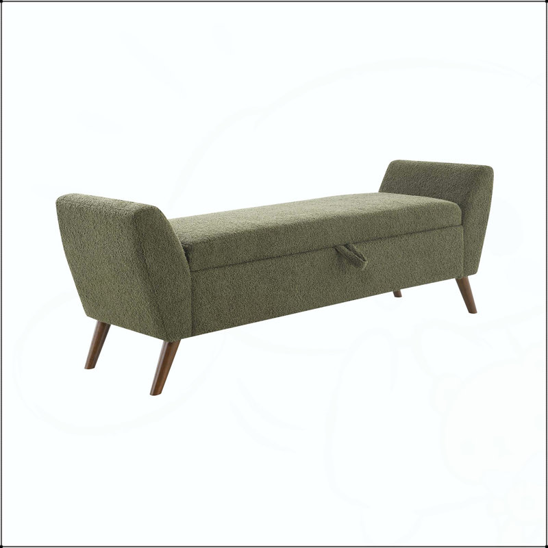 Banc de rangement 60 po Mid-Century Teddy, Vert olive