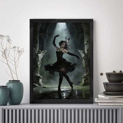Reproduction d'art encadrée noire danseuse dans les ruines