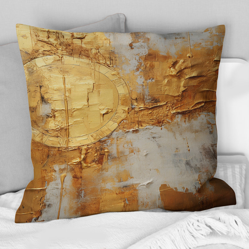 Coussin décoratif imprimé rétro Vintage Gold Togetherness III, 16" x 16"
