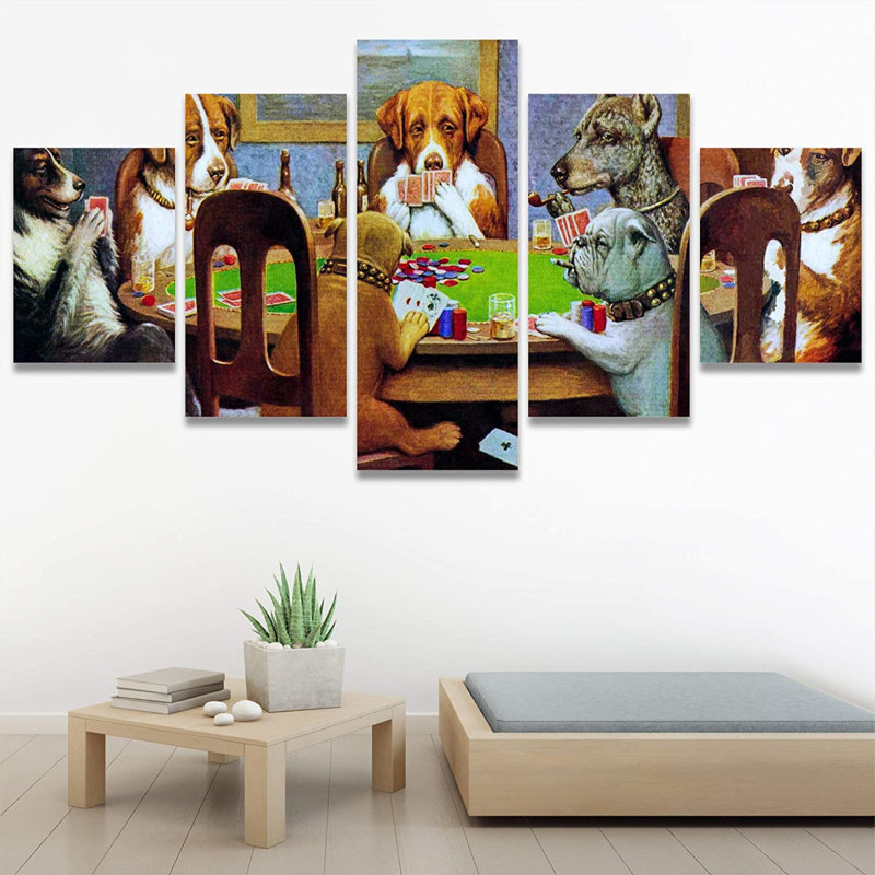 "Signature", grande impression sur toile "Chiens jouant au poker" par Cassius Coolidge