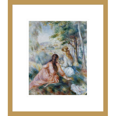 «In the Meadow» Pierre-Auguste Renoir - Impression giclée encadrée