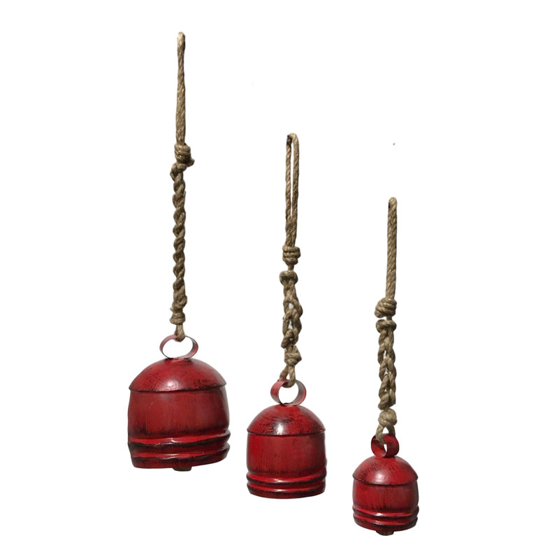 Set of 3 Fire Engine Bells in Red