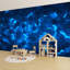 Papier peint adhésif pelez et collez, bleu, brillant, hexagonal, technologie futuriste, art mural, auto-adhésif et amovible-1946082706