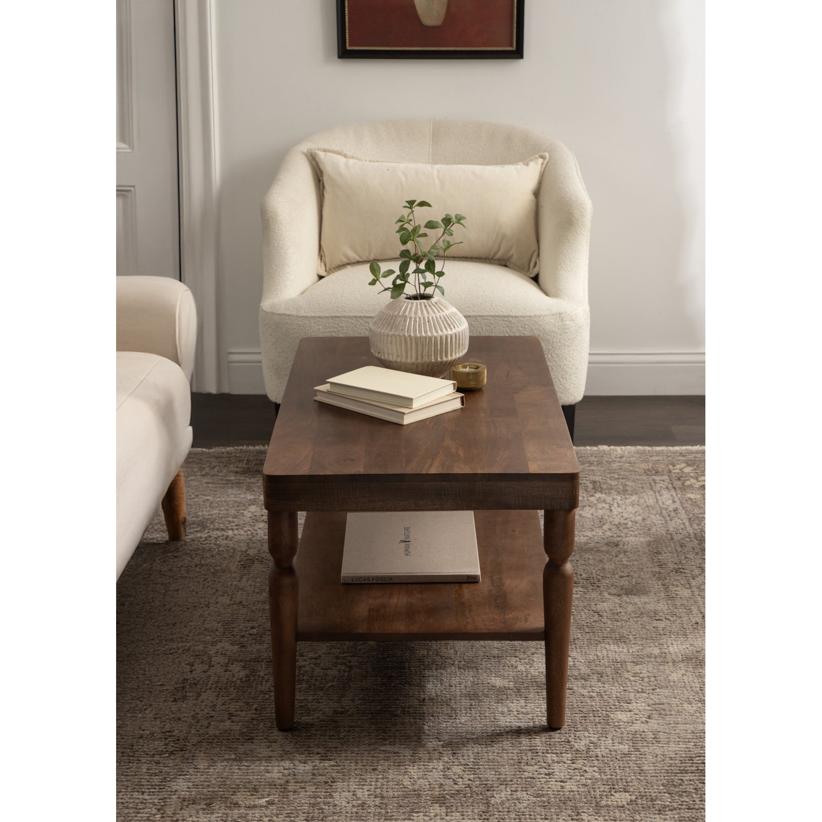 Dalia 36" Mango Coffee Table, Walnut