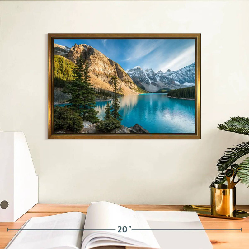 Lac Moraine Glorious, Cadre flottant doré, 13 po x 9 po
