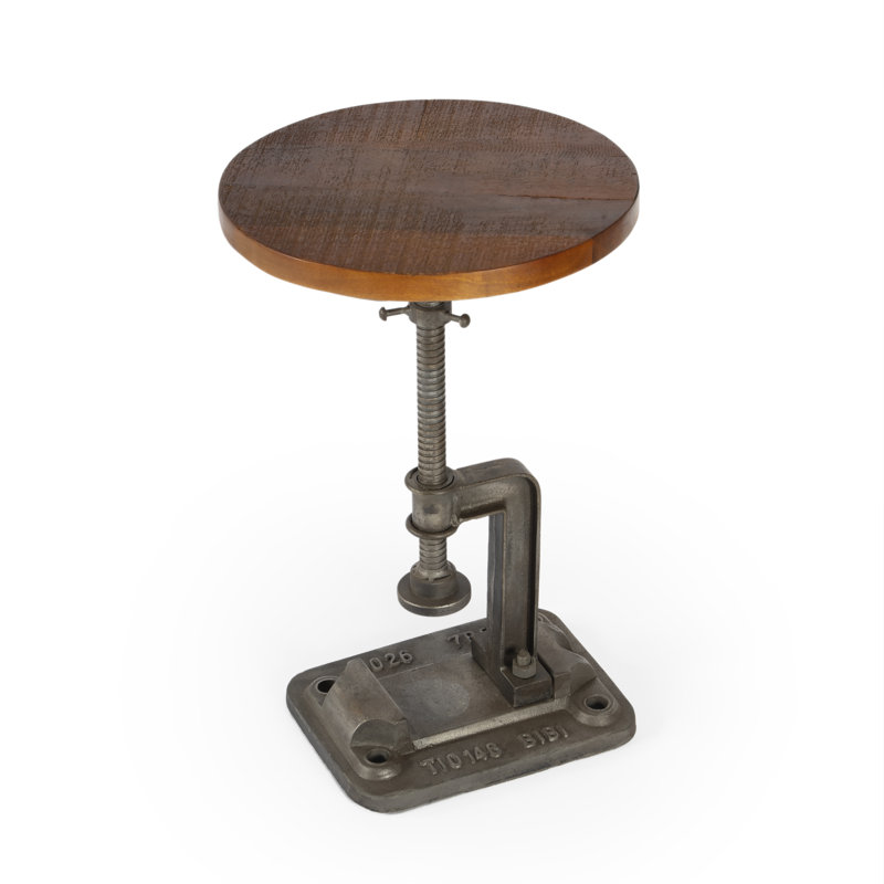 Ellis Adjustable Pedestal Side table, Deep Brown/Bronze Gray