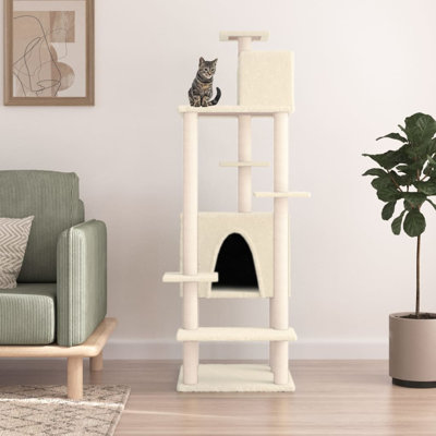 vidaXL Cat Tree Engineered wood, plush, sisal 60.6 in Cat Tree