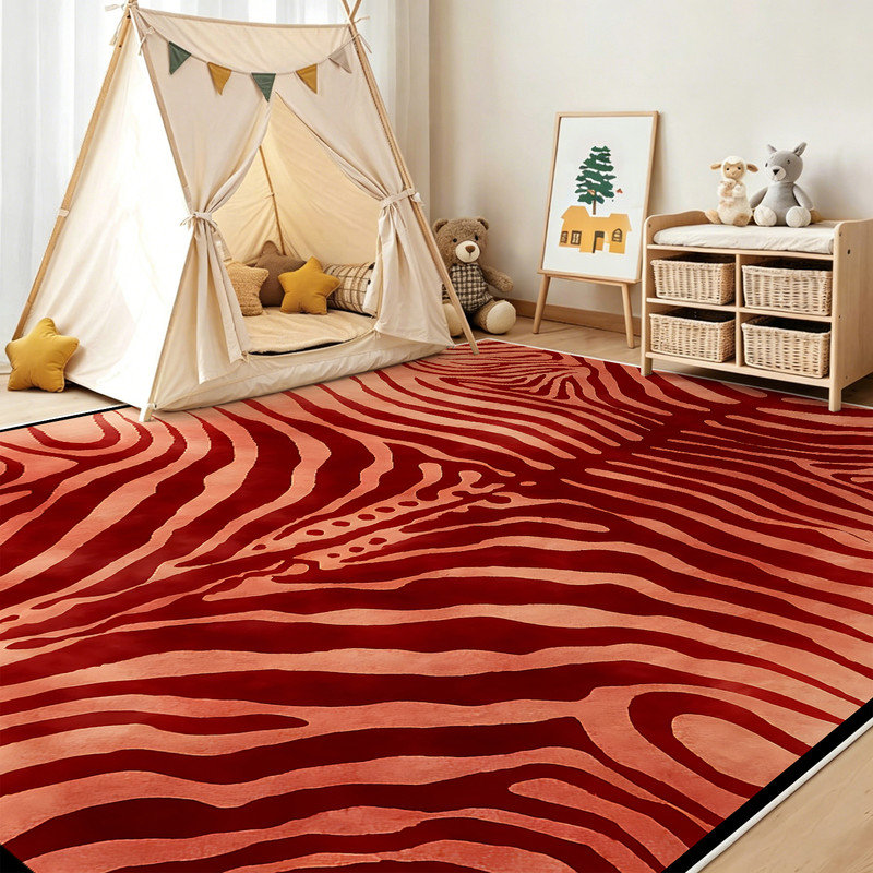  Tapis d'intérieur moderne de 6 x 9 pi avec tapis en caoutchouc antidérapant pour sous la table de salle à manger, imprimé animal zèbre