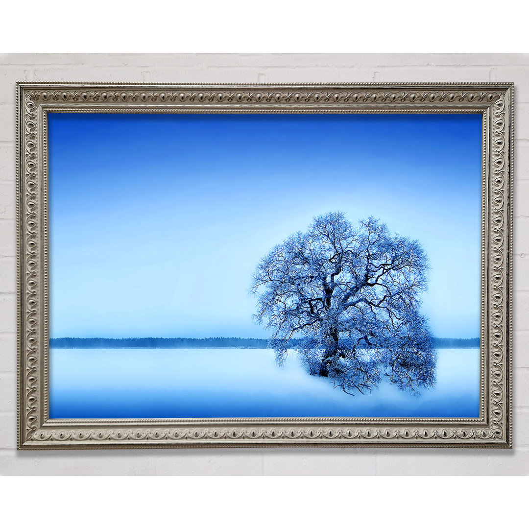 Blauer Winterbaum - Einzelner Bilderrahmen Kunstdrucke