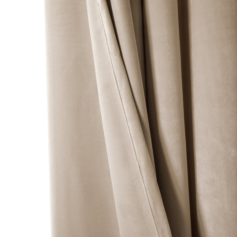 Safia 100% Crushed Velvet Eyelet Sheer Window Curtains, 117 W x 137 D cm, Beige