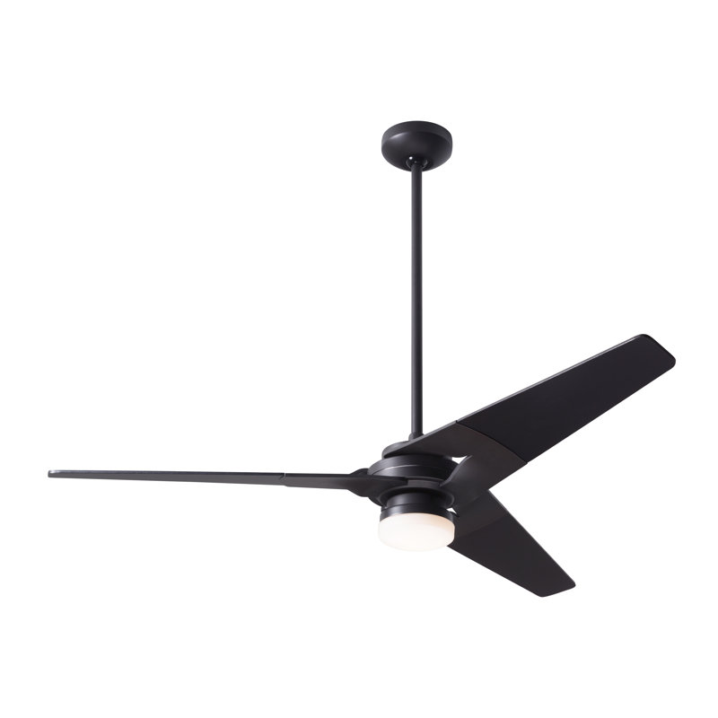 Torsion LED Downrod Ceiling Fan, Black, Dark Bronze, Fan Speed and Light Control (3-wire)