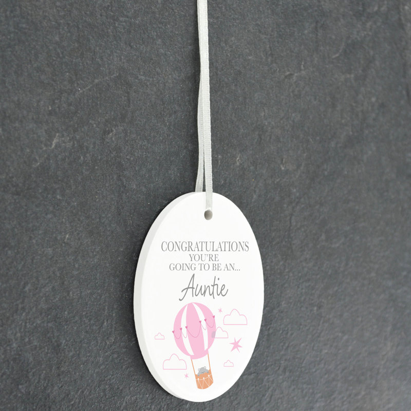 Auntie To Be Oval Shaped Ceramic Ornament