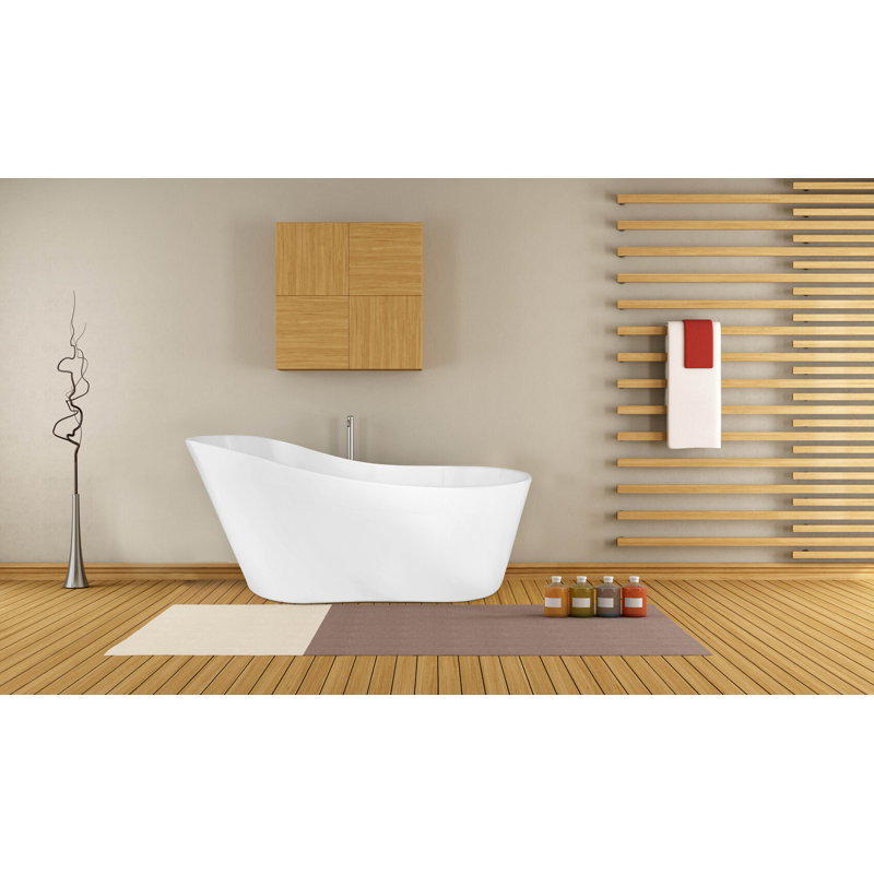 Rodeo 61'' x 32'' Air Solid Surface Bathtub, Glossy White, Satin Nickel