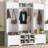 79.1''Wide Modern Hall Tree With Shoe Storage, 4-In-1 Entryway Bench With 8 Cubbies, 7 Coat Hooks & Adjustable Shelf For Hallway, Living Room-1901096820