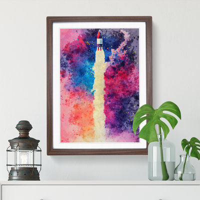 Watercolour Spaceship Rocket No.1 - Single Picture Frame Painting