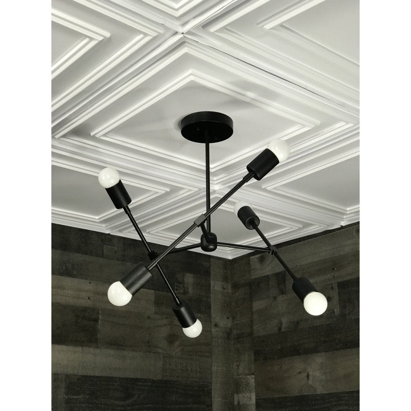 Mylene 6 - Light Dimmable Sputnik Modern Linear Chandelier, Matte Black