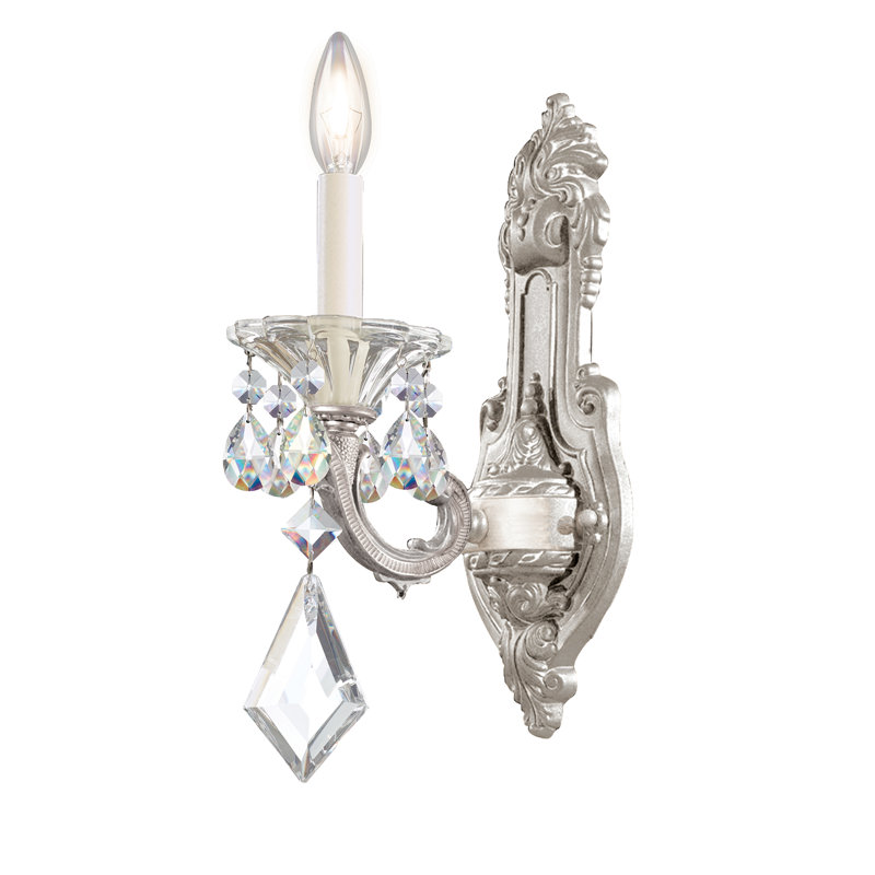 La Scala 1 - Light Candle Wall Light, Antique Silver, Handcut Clear