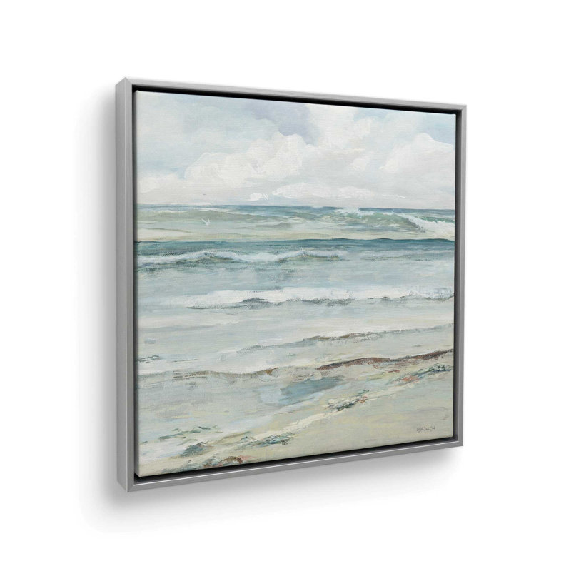«Beauty at the Beach» par Stellar Design Studio, reproduction d'art, H 31,5 po x l 31,5 po, Argent, Toile avec cadre