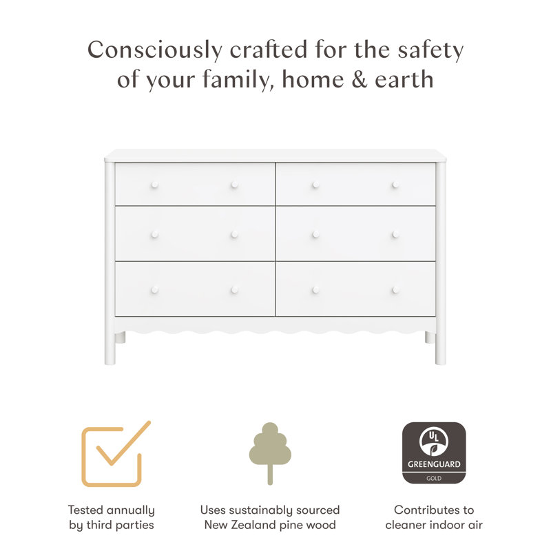 Swell 6-Drawer Assembled Dresser, White