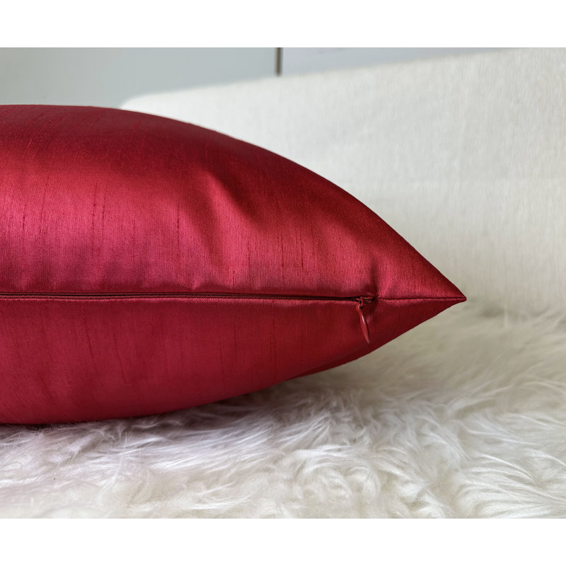 Housse de coussin carré en soie synthétique 18 pi x 18 po Aiking Home, fermeture à glissière, rouge (ensemble de 2), Rouge