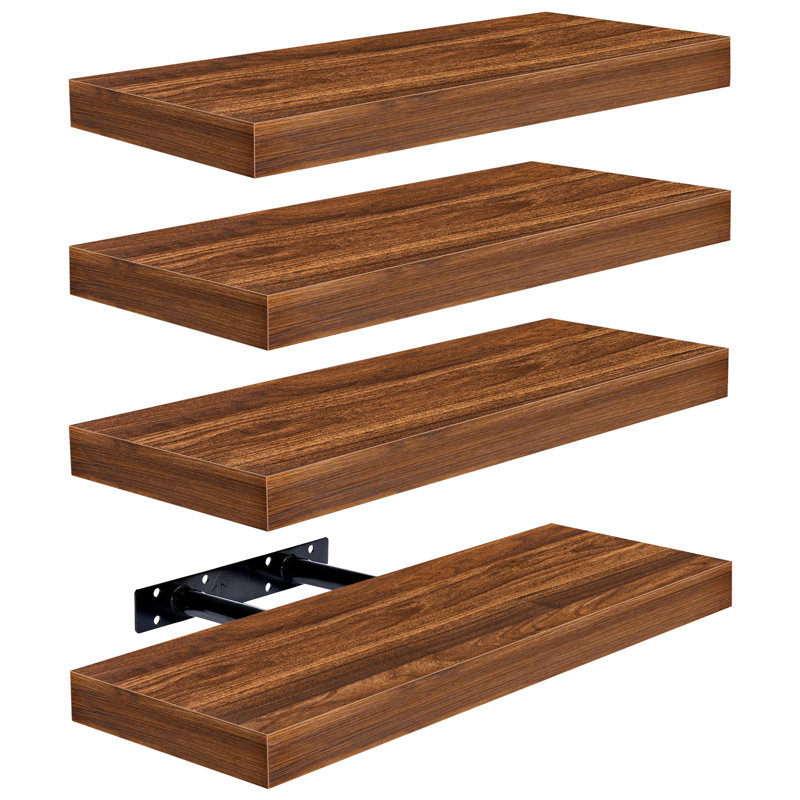 Sorbus Wall Mounted Floating Shelves for Wall Décor - Medium 16.25 Inch, 4 Pack, Dark Brown, 1.5" H x 16.25" W x 5.5" D