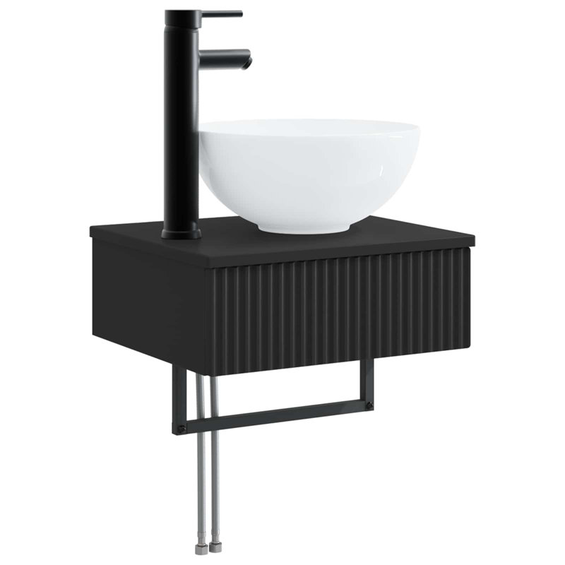 Single Bathroom Vanity with Ceramic Basin, Black