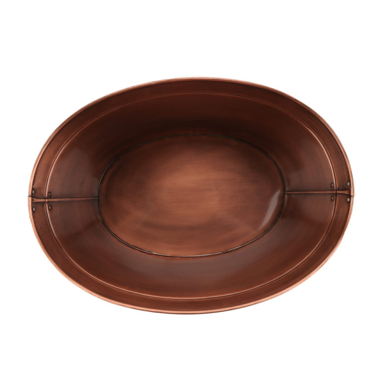 Copper-Plated Oval Beverage Tub with Rope Handles