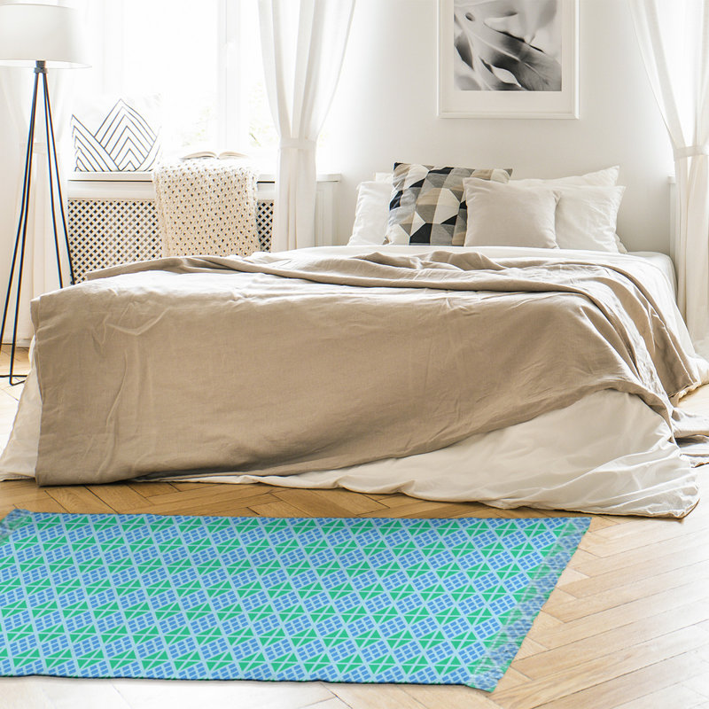 Tapis bleu/vert losanges Mcguigan, Non