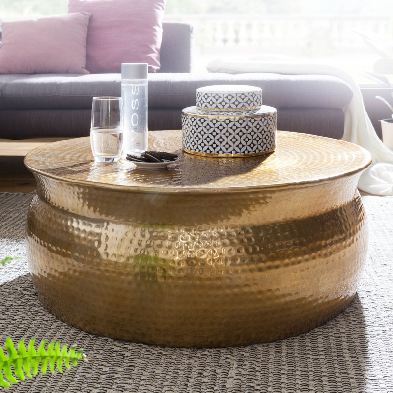 Caldina Solid Coffee Table, Gold, 30cm H x 60cm L x 60cm D