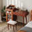 Space - Saving Walnut Dressing Table With Charging Function, Stool And Exquisite Craftsmanship For Compact Bedrooms Modern Desk 2 Drawers, Storage Cabinet, Station Glass Cabinet Door Areas-1495981151