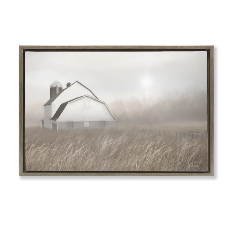 Toile flottante Windblown Farm Grasses par Lori Deiter, Cadre flottant orme Montalcino, H 17 po x l 25 po