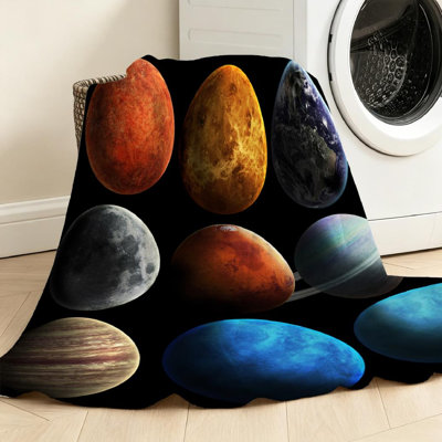 Clear Ultra Soft Flannel Fleece Throw Blanket,Solar System and Space Single-Sided Print