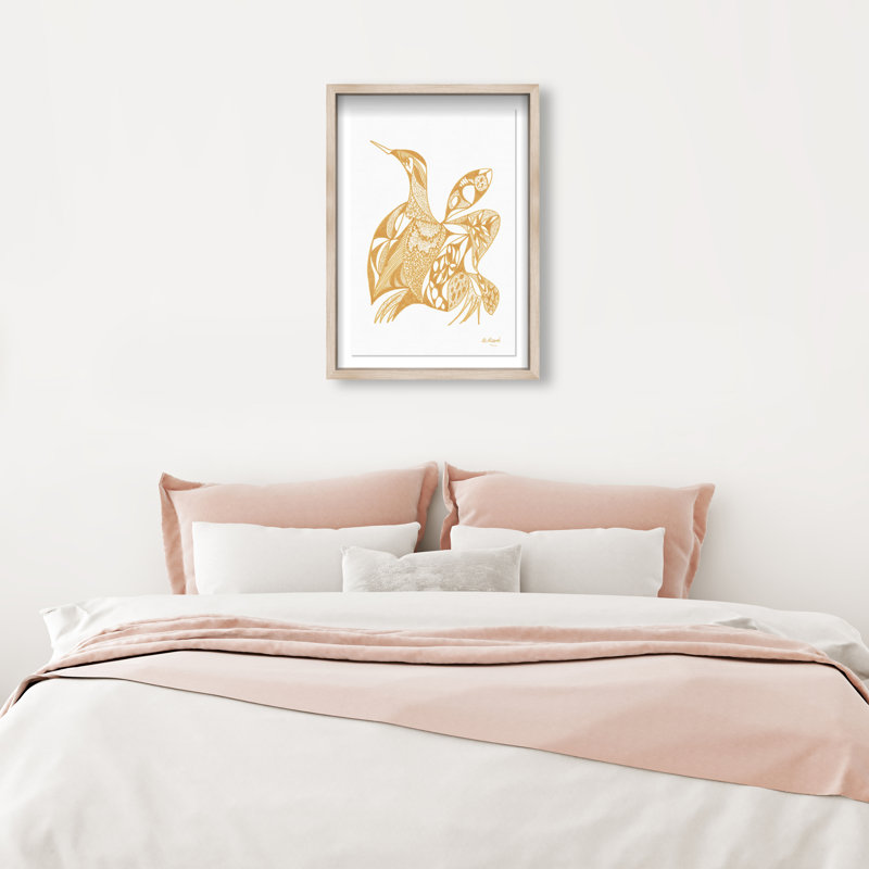 Manuel Roman - Goose Print by Oliver Gal, 46.5"H x 31.5"W, Natural Oak Shadowbox