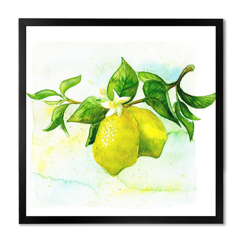 Kitchen Kitchen Citrus II - Décoration murale sur toile Farmhouse, Cadre photo noir, H 16 po x l 16 po x P 1 po